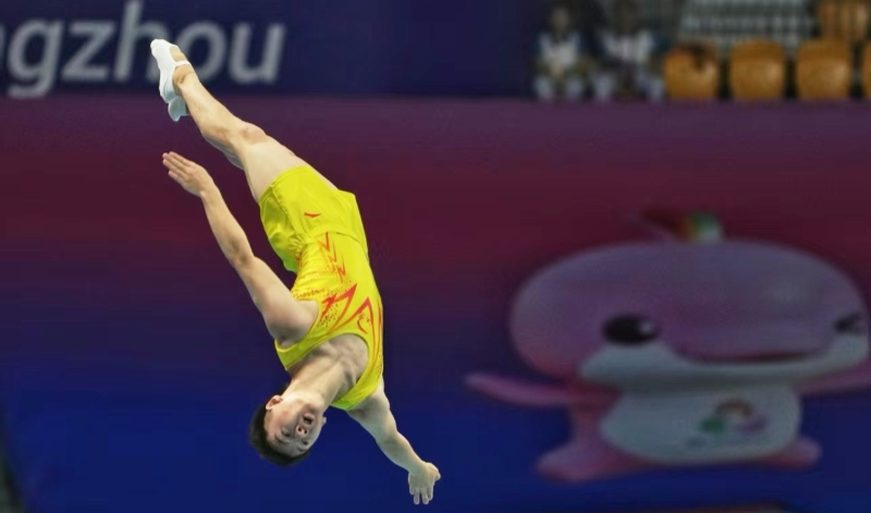十五運會蹦床項目在廣州開賽 力與美的“空中芭蕾”上演