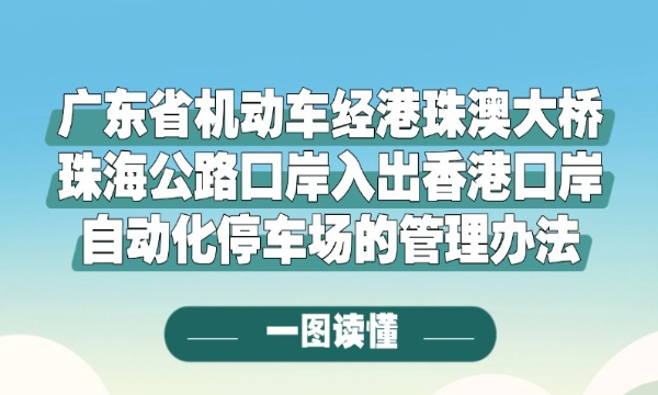 一圖讀懂廣東省機動車經港珠澳大橋珠海公路口岸入出香港口岸自動化停車場的管理辦法